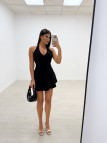 VESTIDO MINI VUELVO HALTER NEGRO VESTIDO MINI VUELVO HALTER NEGRO